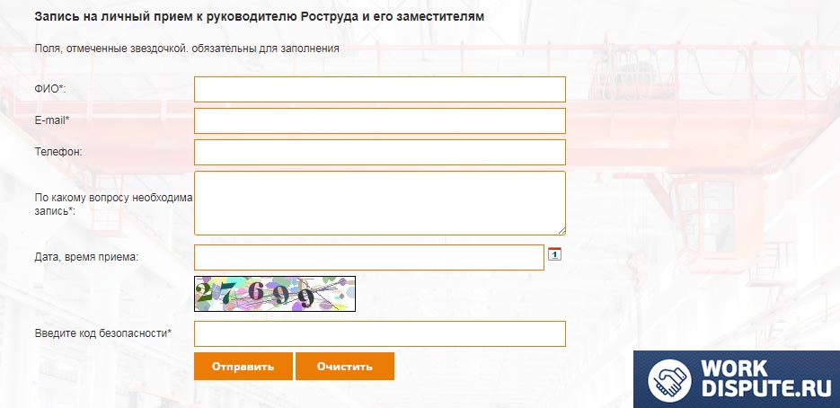 скриншот с сайта федеральной службы раздел запись на личный прием